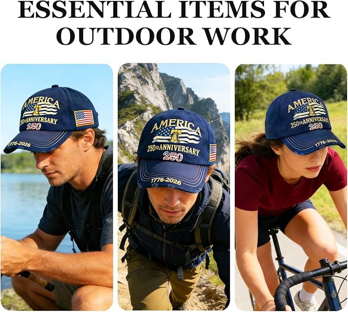 U.S.A 250th Anniversary Embroidered Baseball Cap Adjustable 1776-2026 Anniversary Birthday Retro Patriots Hat for Men Women