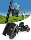 TOPGO Golf Cart Phone Holder for Yamaha/EZGO/Club Car, Golf Cart Accessories Gift for Men, Secure Phone Mount with Square Clip & Dual Swivel, Fits iPhone/Samsung/Pixel up to 7 Inch - Black