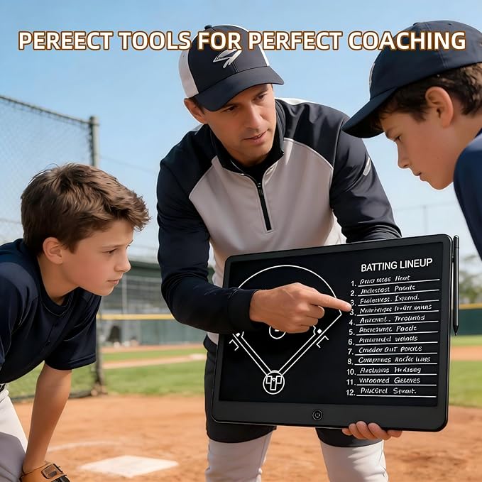 Baseball Coaching Board– 16" Softball Lineup Board,Electronic Coach Lineup Board, Premium Tactical Baseball Coach Clipboard,Dugout Display Softball Coaching Accessories，Youth School Team Equipment