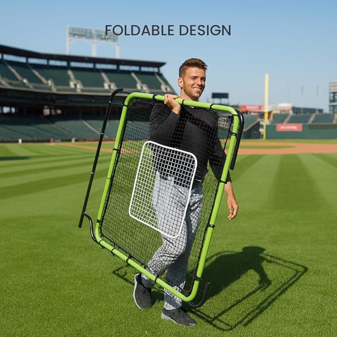 Baseball Rebounder Net 4x4.5 Ft Pitchback Trainer Bounce Back Fielding Net for Baseball and Softball Rebound Solo Practice with 3 Ball Return Angles