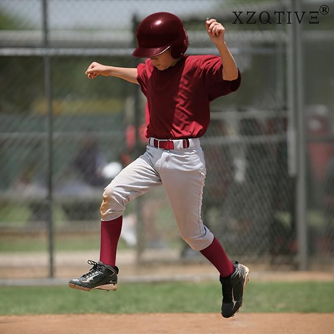 XZQTIVE 3 Pairs of Baseball Softball Socks and 1 Baseball Softball Belt Combo Set Knee-High Soccer Socks for Kids Youth Adult
