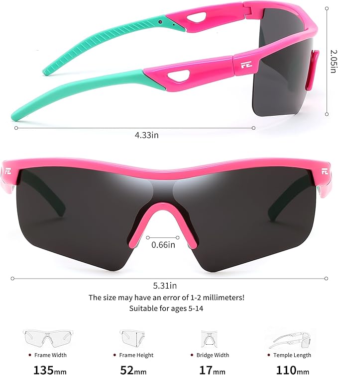 FEISEDY Kids Teens Baseball Polarized Sunglasses Sports TR90 Frame Boys Girls Cycling B2454
