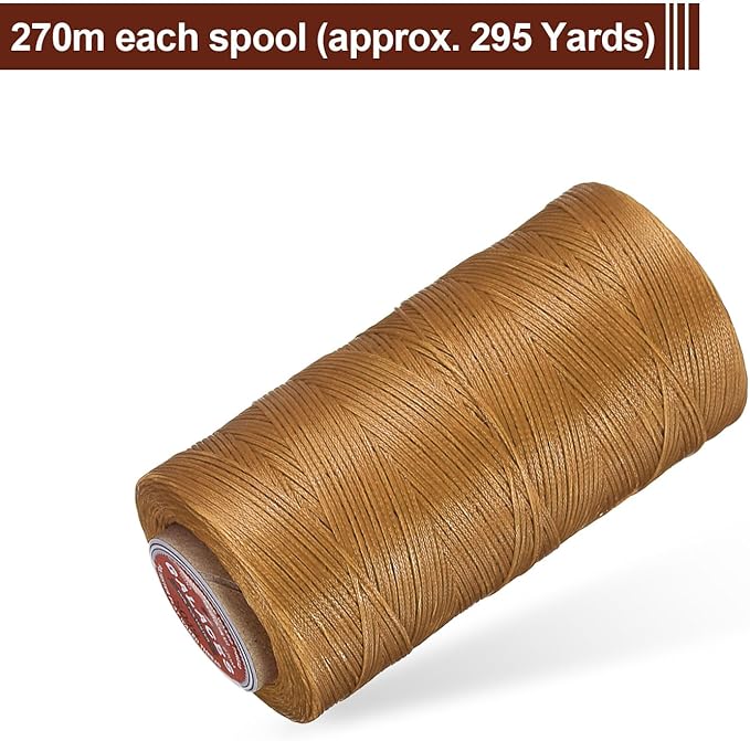 uxcell Flat Leather Sewing Waxed Thread, 270m / 295 Yards Polyester Wax String - Image 3