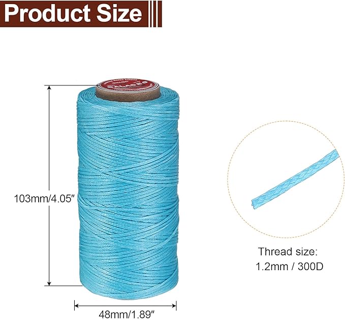 uxcell Flat Leather Sewing Waxed Thread, 140m / 153 Yards Polyester Wax String - Image 2