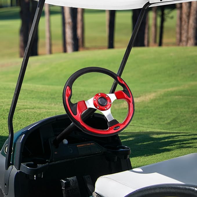 Golf Cart Steering Wheel, Skid Steering Wheel, Universal Golf Cart for Club Car EZGO RXV and TXT, Yamaha, Precedent Tempo, DS