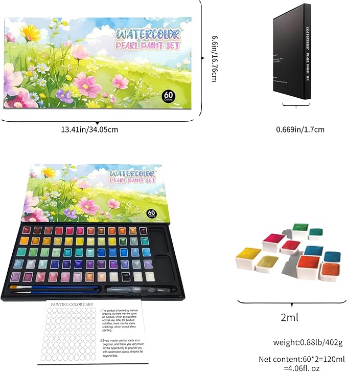 2ml Large Capacity Metallic Watercolor Paint Set, 36/60/84 Color - Image 2