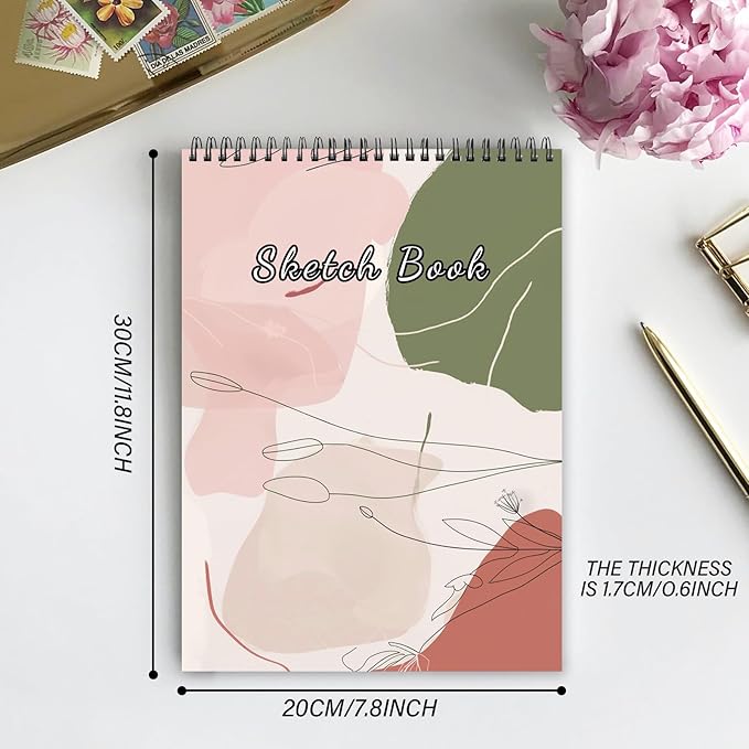 Cabreche Cute Sketchbook Top Spiral Bound Sketch Pad, 9 x 12 inch, 100GSM Thick - Image 2