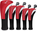 Golf Club Head Covers for Woods 3/4/5/6 Pieces Long Neck Mesh Sports Golf Club Headcovers Set with Interchangeable No. Tags 3 4 5 6 7 X Golf Accessories for Men Women