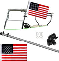 Golf Cart Adjustable Flag Holder, Universal Flagpole for EZGO Club Car Yamaha, Flag Bracket for 0.59-1.18" Round/Oval Square Rails Push Cart, UTV, ATV, Included USA Flags (12"×18")