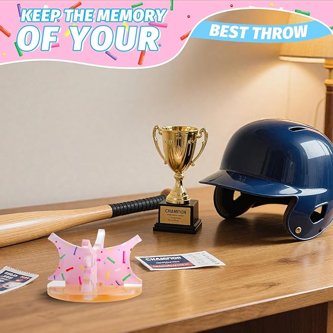 Ice Cream Baseball Holder for Balls - Novelty Baseball Display Stand for Souvenirs & Autographed Balls - Cute Desktop Baseball Case Decor for Boys Room & Kids Gifts, Single Ball Support