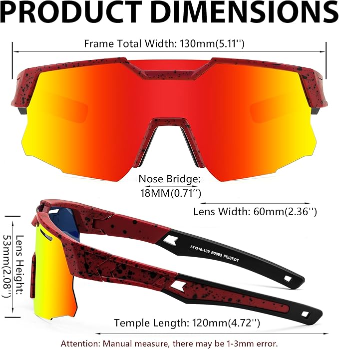 FEISEDY Kids Sunglasses Youth Baseball Sun Glasses, UV400 Sports Teens Cycling Shades for Boys Girls Age 8-16 B0048