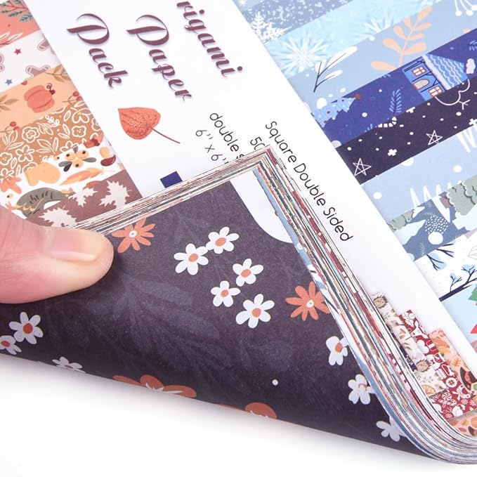 Origami Paper Kit 50 Sheets 70GSM 6 Inch Square Double Sided Color 50 Vivid - Image 7