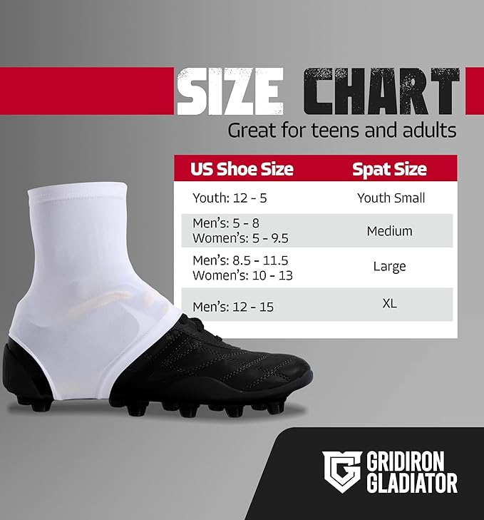 Gridiron Gladiator Cleat Covers - Football Spats - Football Cleat Cover - Cleat Spats for Soccer, Baseball & Softball