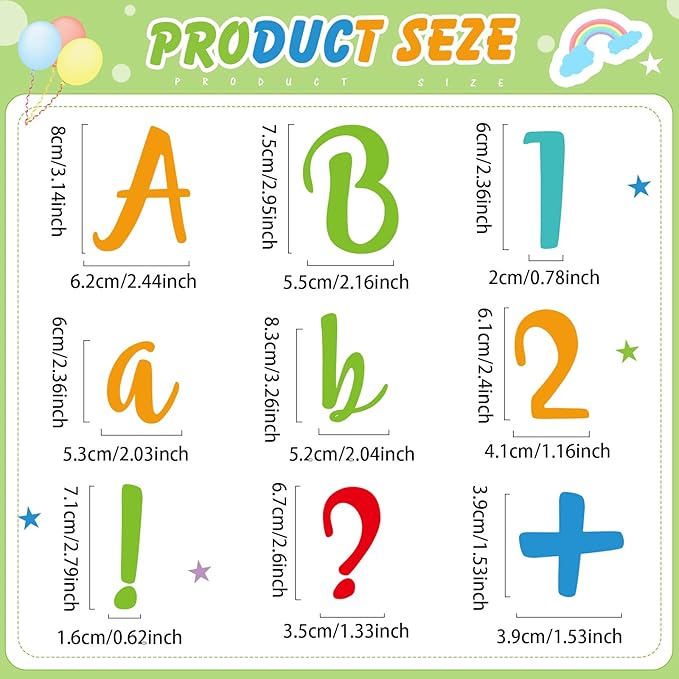 221 Pcs Classroom Bulletin Board Letters Colorful Alphabet Cutouts Number and - Image 3