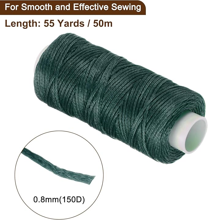 uxcell Leather Sewing Waxed Thread, 55 Yards / 50m 0.8mm 150D Flat Polyester - Image 2
