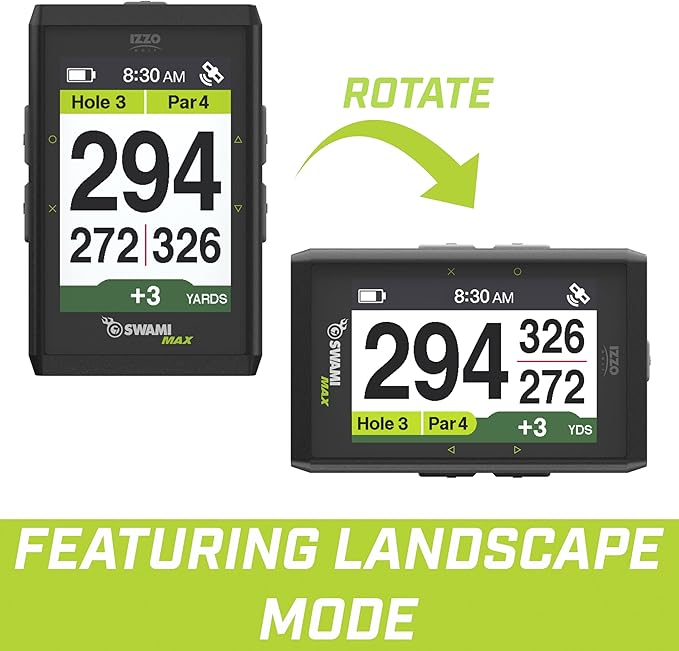 Izzo Golf Swami Max Handheld GPS Unit - Rangefinder Golf GPS with Oversized Large Color Screen for Measuring Golf Distances, Black