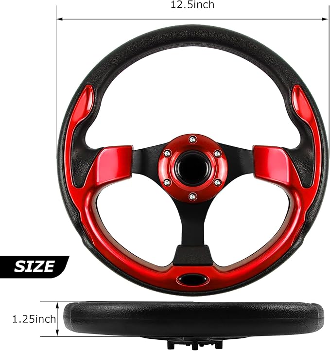 Golf Cart Steering Wheel, Skid Steering Wheel, Universal Golf Cart for Club Car EZGO RXV and TXT, Yamaha, Precedent Tempo, DS