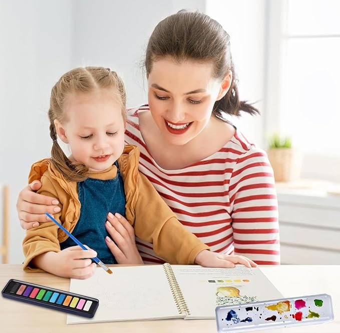 Watercolor Workbooks, Beginner Watercolor Painting Kit – 12 Colors Paint Set - Image 4