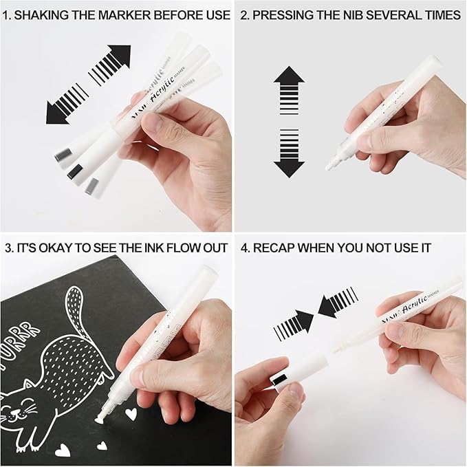 SFAIH Black & White Acrylic Paint Markers - Image 6