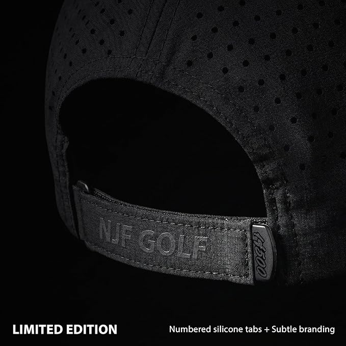 NJF Golf Hat Men - Breathable Mens Golf Hats, Adjustable Rope Hook and Loop Style Cap, Convenient Cap with Tee Holder