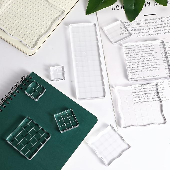 12Pcs Acrylic Stamp Block Clear Stamping Blocks Tools Set Assorted Sizes Stamp - Image 7