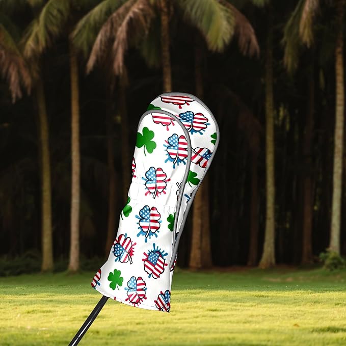 Golf Headcovers Fits Driver Hybrid Fairway 3/5 Wood, Waterproof PU Leather Golf Club Protector, Ideal Sports Accessories & Golfer Gift Colorful Geometry
