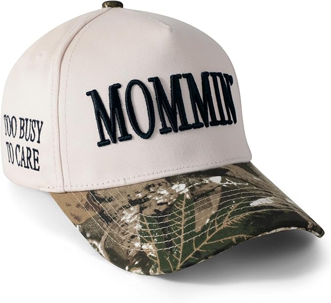 Mommin Trucker Hat, Mothers Day Gifts for Mom Wife, Vintage Two Tone Ponytail Baseball Cap, Adjustable Embroidered Hat