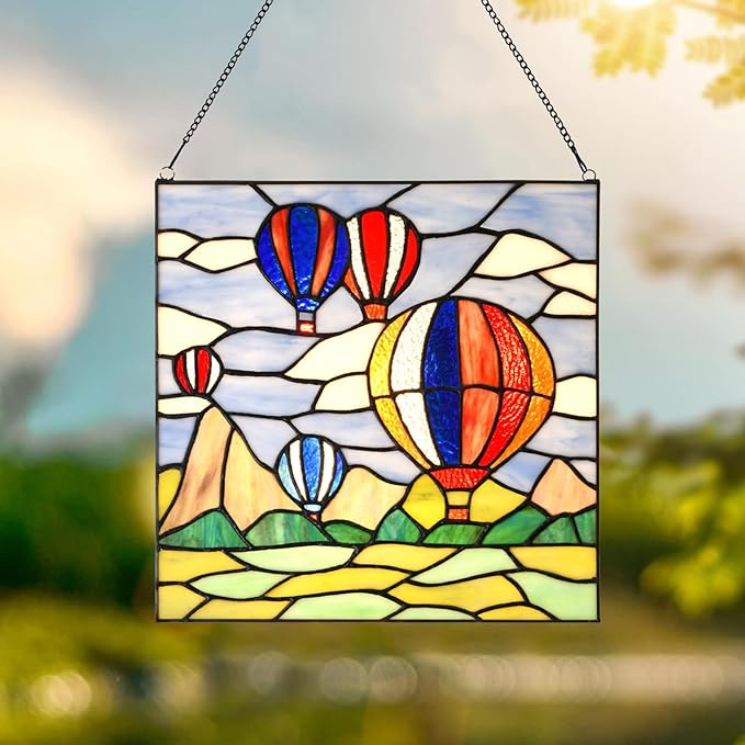 PA0002 Stained Glass Hanging Panel-12 Wx12 H Window Suncatcher Window Décor - Image 3