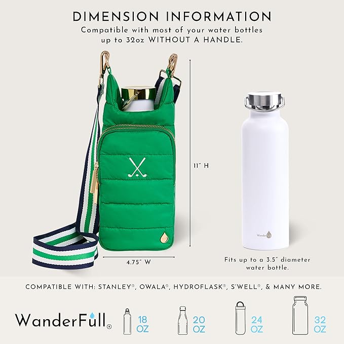 WanderFull® Original HydroBag® Collection, Water Bottle Holder, Gift for Women, Mom, Girlfriend, w/Strap & Phone Pocket, Hands-Free Crossbody Water Bottle Bag