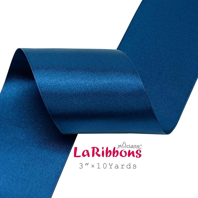 LaRibbons Navy Satin Ribbon 3 Inch 10 Yards Double Faced Luxury Navy Silk Ribbon - Image 5