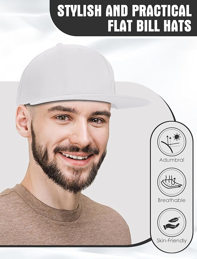 10 Pack Blank Snapback Hats for Men Flat Brim Hats Baseball Caps Bulk