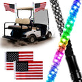 iLSKW 2-Pack 3FT Golf Cart LED Whip Lights Holder, for 1" Square Rails, APP&Remote Control RGB Whips, with Brake Turn Reverse Signal Function, for 36V 48V 72V Golf Carts (Included DC Converter)