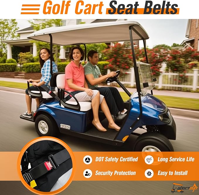 4PCS Golf Cart Seat Belts Kit for Club Car, EZGO, Yamaha Carts, 42" Retractable Universal Seat Belts Kit for Most People, Street Legal Seat Belt Golf Carts Front&Rear Seat (Without Bracket)