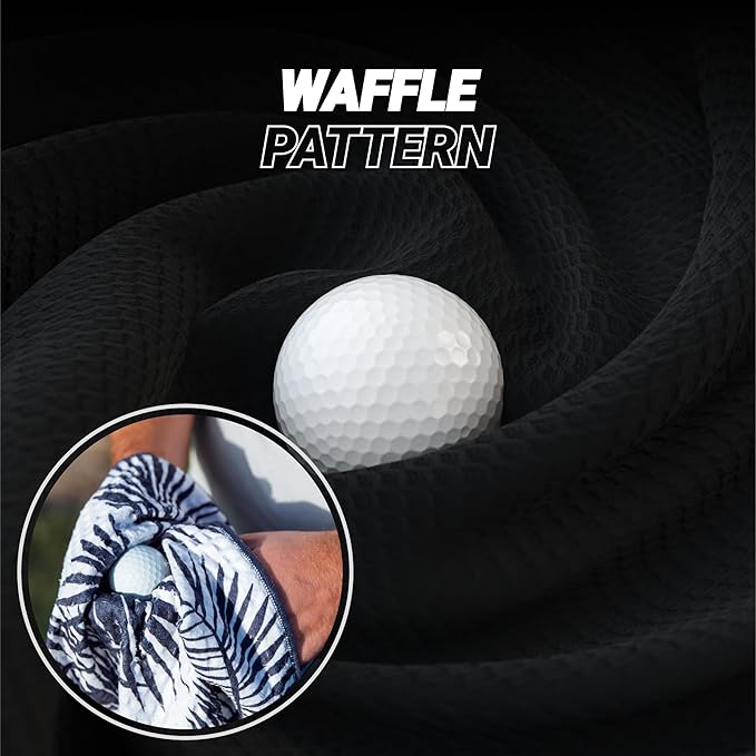 Blue Tees Golf Premium Magnetic Towel - Super Strong Magnet - Microfiber Waffle Design - Silicone Brush - Groove Cleaner - Bag Buckle - Standard & Caddy Sizes