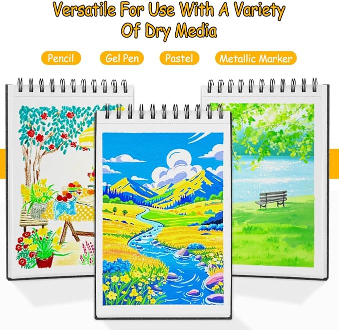 8.3x5.8 Sketch Book, Top Spiral Bound Sketch Pad, 60sheets 92lb/150gsm Bright - Image 3