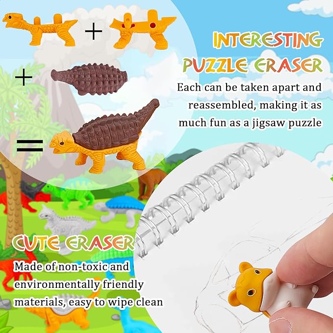 130Pcs Animal Erasers Kids Desk Pets Pencil Erasers 3D Puzzle Bulk Mini Animal - Image 6