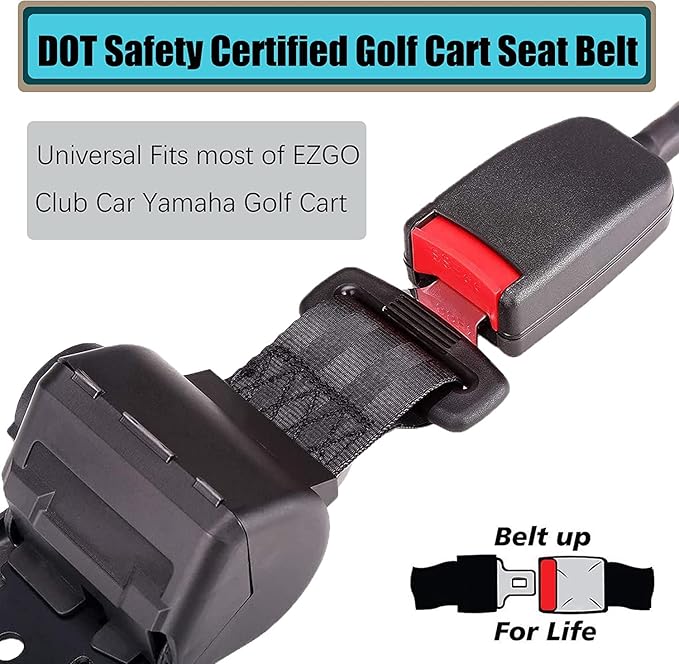 10L0L Golf Cart Seat Belts Kit,Universal for 4 Passenger/2+2 Seats EZGO TXT Club Car Yamaha,42” Belts with Bracket with Street-Legal Upgrades