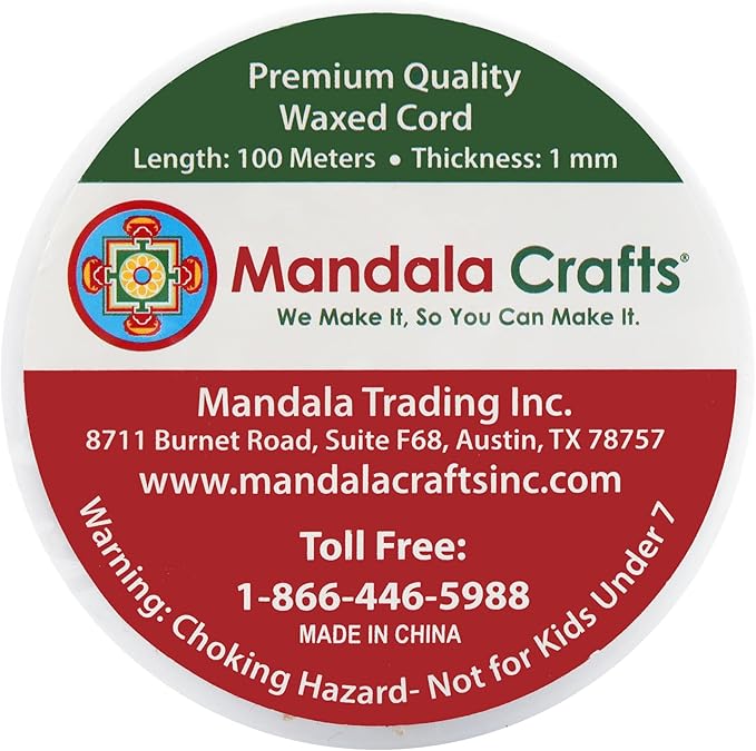 Mandala Crafts 1mm 109 Yards Ivory Cotton Waxed Cord - Image 3