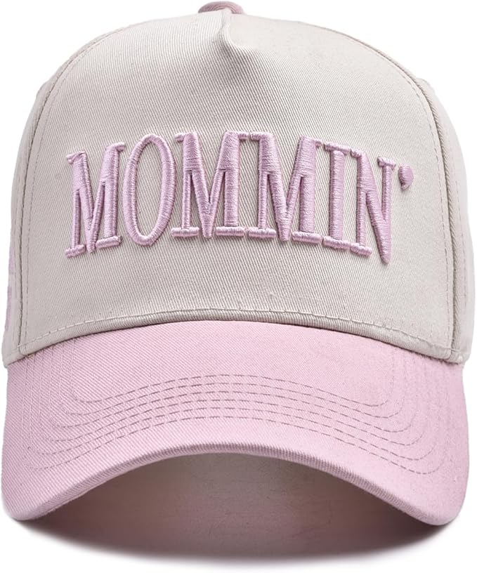 Womens Baseball Caps Casual Mommin Embroidery Letters Trucker Hat Adjustable Ponytail Baseball Hat for Streetwear