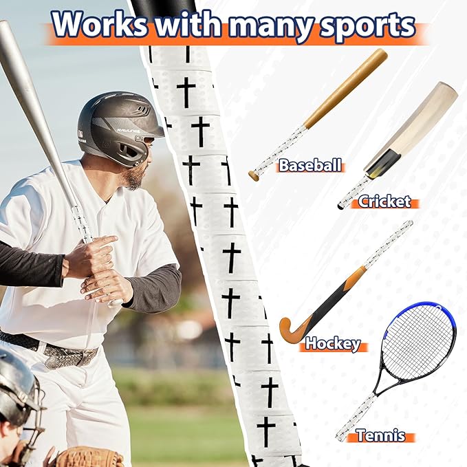 Baseball Bat Grip Tapes 1.5mm Precut and Full Adhesive Softball Grip Tape,Non-Slip Baseball Bat Wrap Tape Religious Cricket Batting Tape Replacement