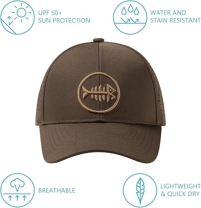 BASSDASH UPF 50+ Quick Dry Baseball Cap Water Resistant Laser Cut Mesh Snapback Hat for Men Women Fishing Hiking FH14
