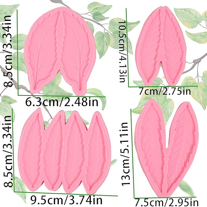 4 Pcs Fern Leaf Cake Decoration Fondant Molds, Flower Paste, DIY Resin Clay - Image 6