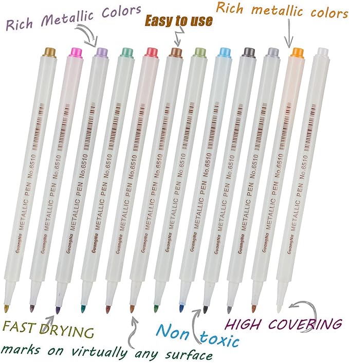 YUANCHENG Metallic Marker Pens, Rock Painting, Easter Egg, Halloween Pumpkin - Image 4