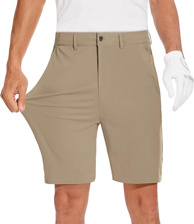 JWM Mens 7"/9" Stretch Golf Shorts - Lightweight Hybrid Casual Dress Work Flat Front Shorts with 5 Pockets Quick Dry UPF50