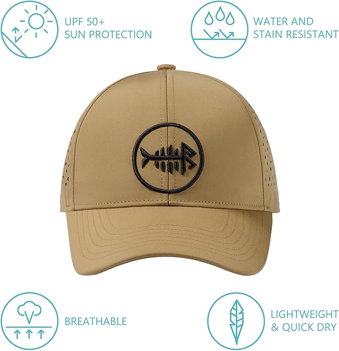 BASSDASH UPF 50+ Quick Dry Baseball Cap Water Resistant Laser Cut Mesh Snapback Hat for Men Women Fishing Hiking FH14