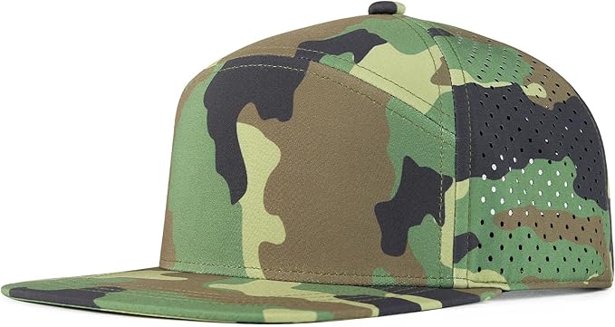 FEINION Men Flat Brim Adjustable Performance Hat Snapback Laser Perforated Baseball Cap