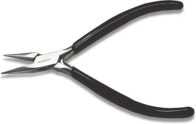 The Beadsmith Chain Nose Pliers – Extra Fine Tips – 4.5 inches – PVC Grip Handle by TheBeadsmith