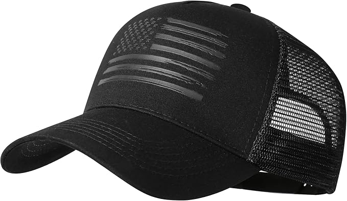 Baseball Cap, American Flag Trucker Hat for Men Women, Breathable Adjustable Fit Outdoor Mesh Snapback Hats