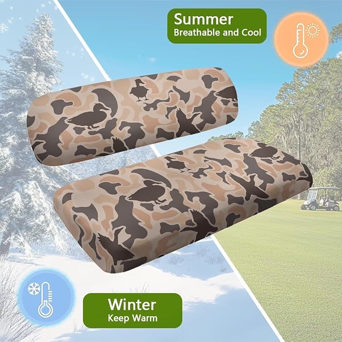 Bulopur Duck Hunting Camo Golf Cart Seat Covers Set 2 Piece Universal Golf Cart Seat Cover 2 Passenger Seats Protective Cover Elastic Fabric- Keeps Your Seat Cool and Clean