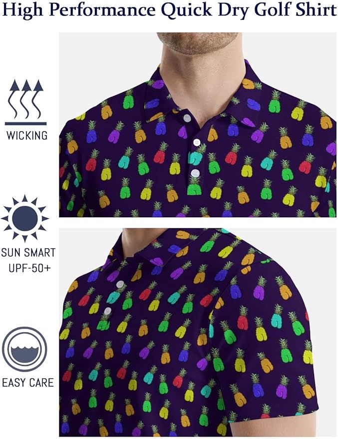 Mens Golf Shirts Golf Polo Shirts for Men Short Sleeve Polo Shirts Golf Gifts